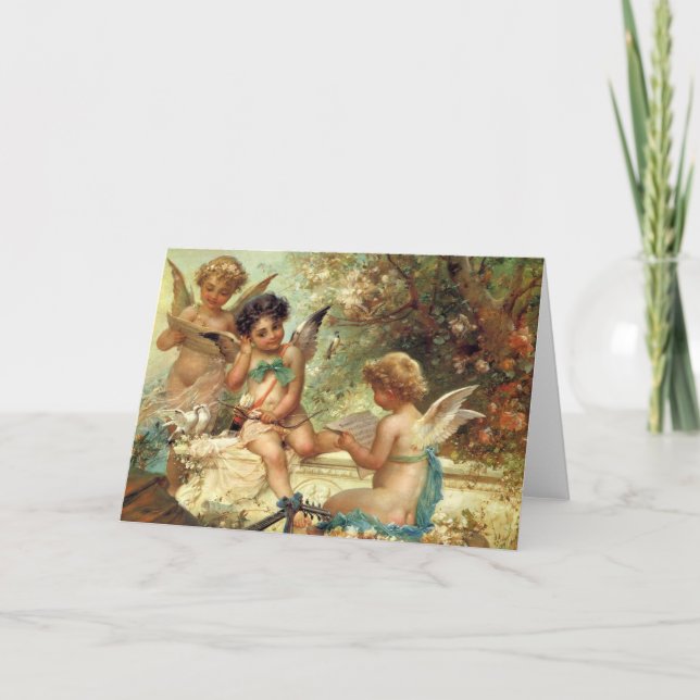 Musician Angels by Hans Zatzka, Victorian Fine Art Card (Front)
