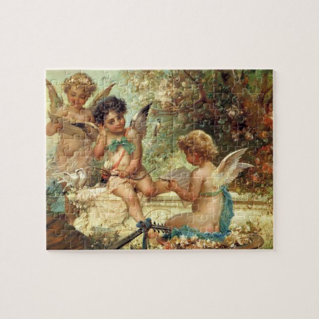 Musician Angels by Hans Zatzka, Victorian Fine Art Jigsaw Puzzle (Horizontal)