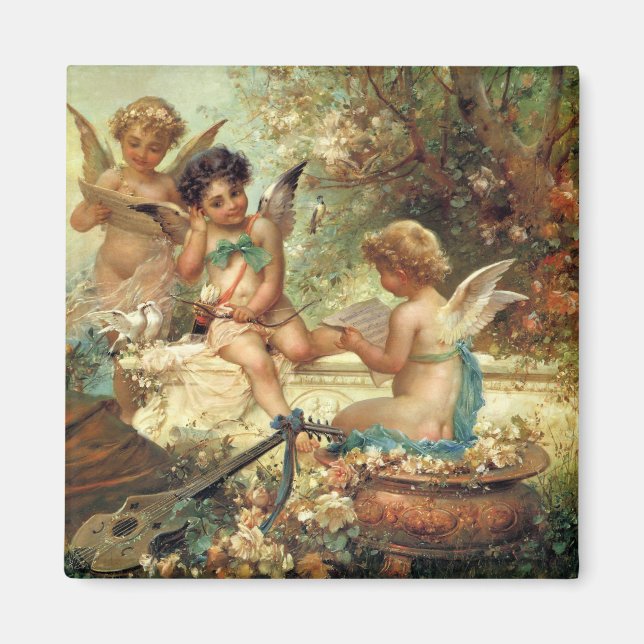 Musician Angels by Hans Zatzka, Victorian Fine Art Magnet (Front)