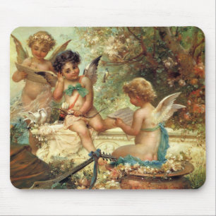 Musician Angels by Hans Zatzka, Victorian Fine Art Mouse Mat