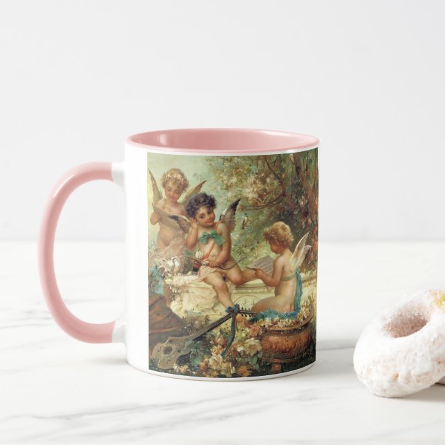 Musician Angels by Hans Zatzka, Victorian Fine Art Mug (With Donut)