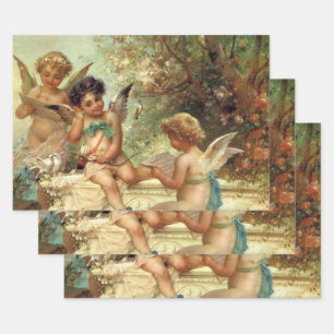 Musician Angels by Hans Zatzka, Victorian Fine Art Wrapping Paper Sheet
