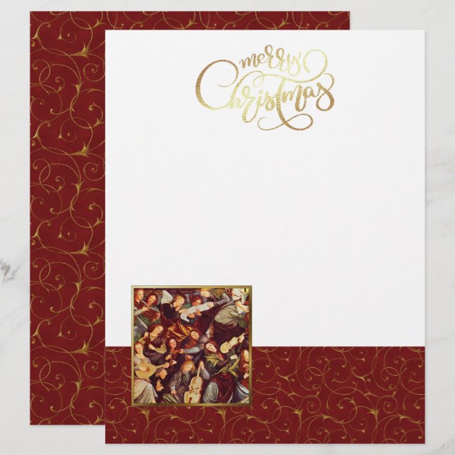 Musician Angels. Fine Art Christmas Stationery (Front/Back)