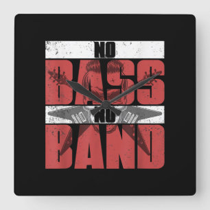 Musician Bassist Gift Idea Bass Guitar Square Wall Clock