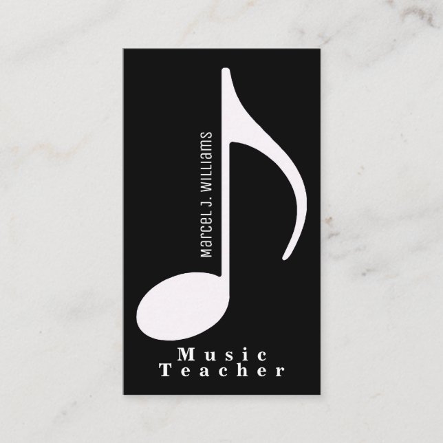 musician black business card with musical note (Front)