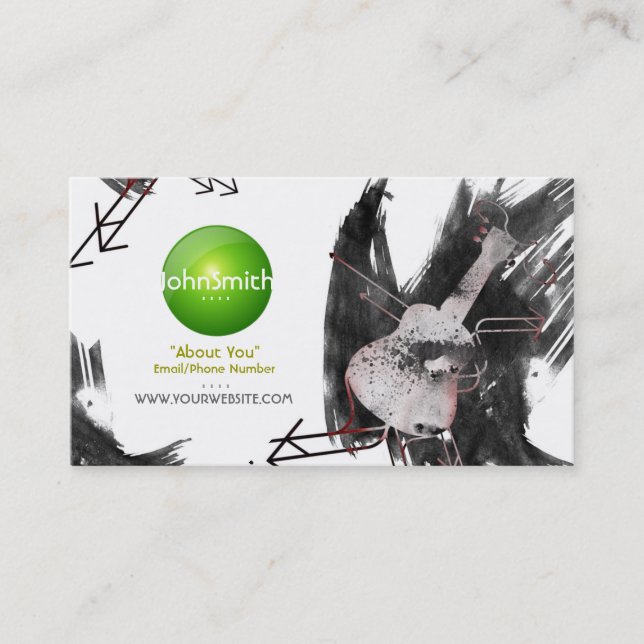 Musician Business Card (Ukulele) - Green logo (Front)