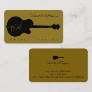 Musician Business Card with a Black Guitar