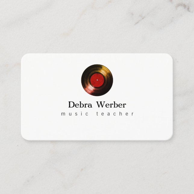 musician business card with a vinyl record (Front)