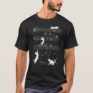 Musician Cat Cute Kitty Playing Music Note Clef T-Shirt