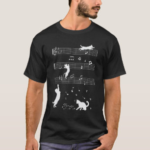 Musician Cat Cute Kitty Playing Music Note Clef T-Shirt