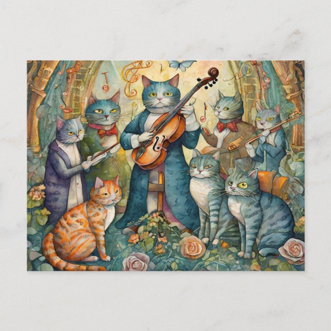 Musician Cat Postcard (Front)