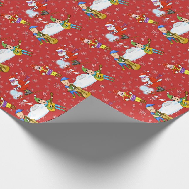 Musician Christmas Elves & Santa Wrapping Paper (Corner)