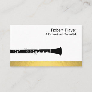 Musician Clarinet Player Audio Gold Sound Waves Business Card