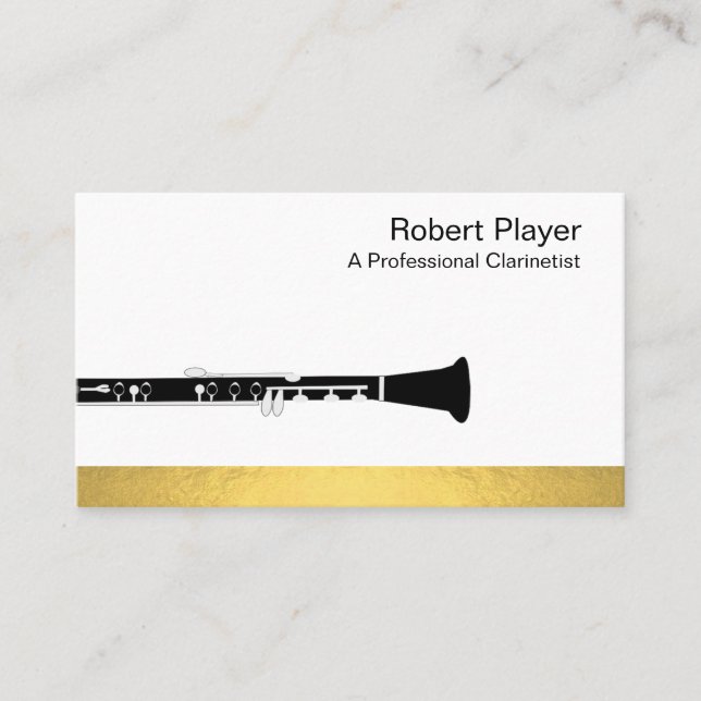 Musician Clarinet Player Audio Gold Sound Waves  Business Card (Front)