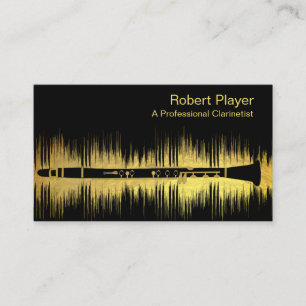 Musician Clarinet Player Audio Gold Sound Waves Business Card