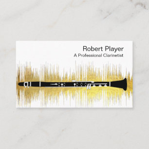 Musician Clarinet Player Audio Gold Sound Waves Business Card