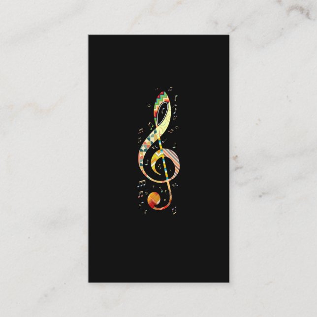 Musician Colourful Music Clef Musical Notes Business Card (Front)
