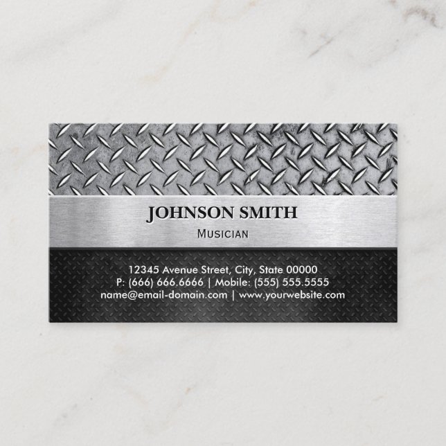 Musician - Diamond Metal Plate Business Card (Front)