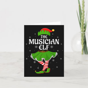 Musician Elf Christmas Family Girls Women Elf Squa Card