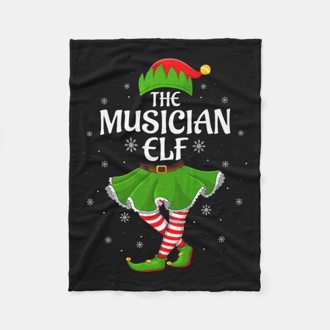 Musician Elf Christmas Family Girls Women Elf Squa Fleece Blanket (Front)