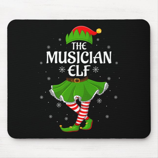 Musician Elf Christmas Family Girls Women Elf Squa Mouse Mat (Front)