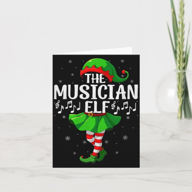 Musician Elf Christmas Girls Women Elf Squad Xmas  Card (Front)