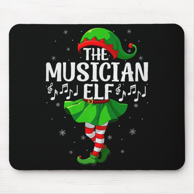 Musician Elf Christmas Girls Women Elf Squad Xmas  Mouse Mat (Front)