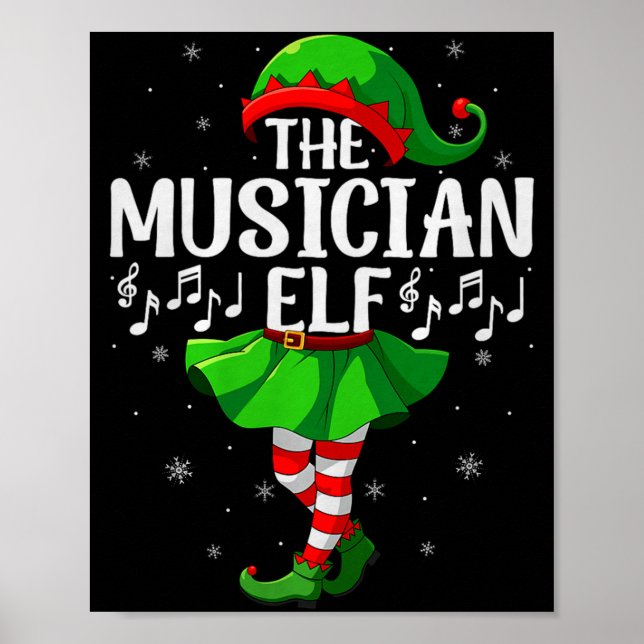 Musician Elf Christmas Girls Women Elf Squad Xmas  Poster (Front)