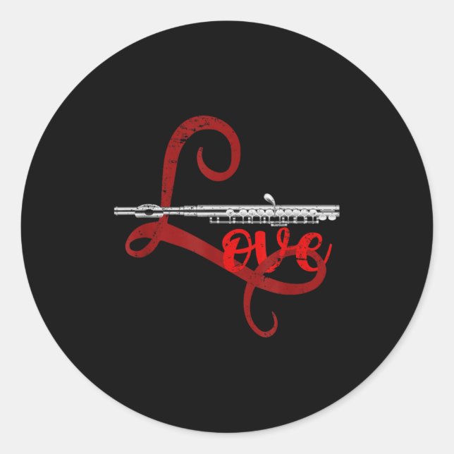 Musician Flutist Valentines Day Gift Orchestra Flu Classic Round Sticker (Front)