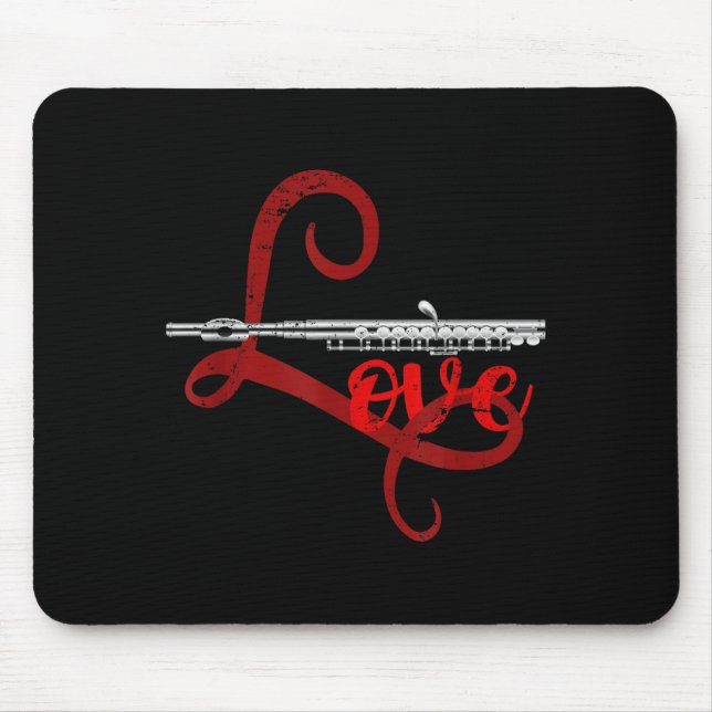 Musician Flutist Valentines Day Gift Orchestra Flu Mouse Mat (Front)