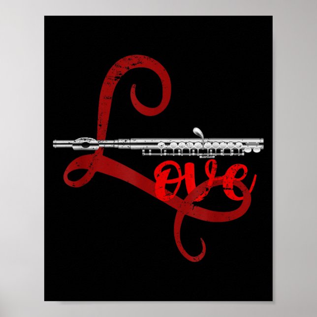 Musician Flutist Valentines Day Gift Orchestra Flu Poster (Front)