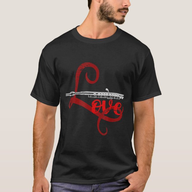 Musician Flutist Valentines Day Gift Orchestra Flu T-Shirt (Front)