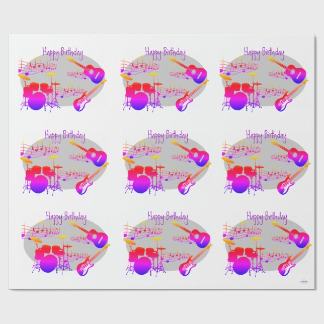 Musician Graphic Gift Wrap Rainbow HAMbyWG (Flat)