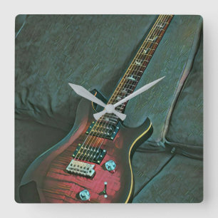 musician guitar lovers gift square wall clock