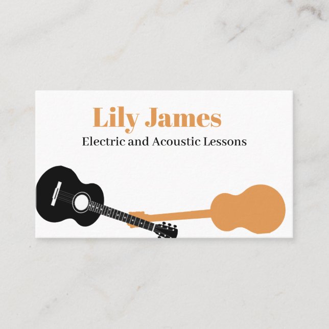Musician Guitar Minimalist Modern Calling Card (Front)