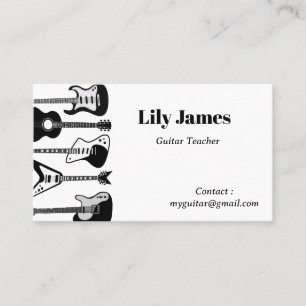 Musician Guitar Minimalist Modern Calling Card