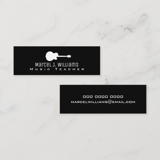 musician . guitarist graphic guitar on black mini business card (Front/Back)
