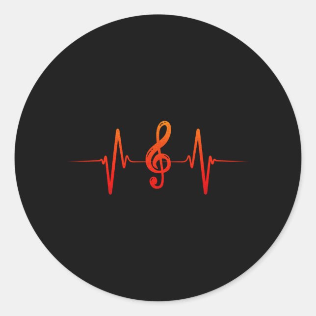 Musician Heartbeat Clef Classic Round Sticker (Front)