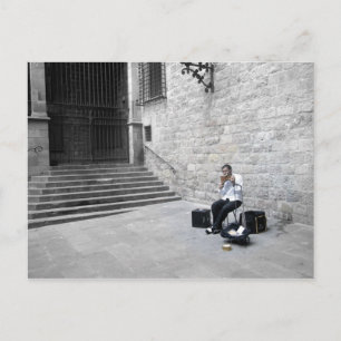 Musician in Barcelona Postcard