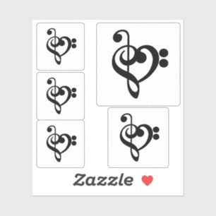 Musician Music Heart - Treble Bass Clef