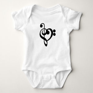 Musician Music Heart - Treble Bass Clef Baby Bodysuit