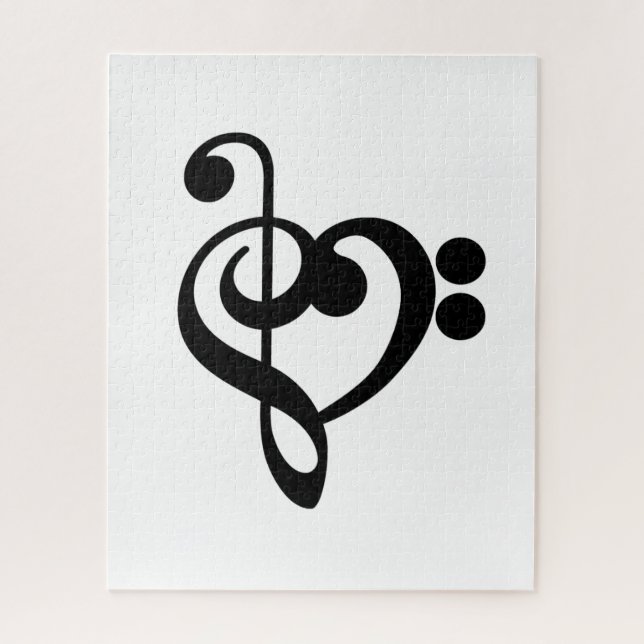 Musician Music Heart - Treble Bass Clef Jigsaw Puzzle (Vertical)