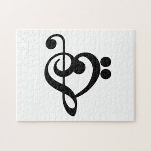 Musician Music Heart - Treble Bass Clef Jigsaw Puzzle