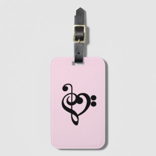 Musician Music Heart - Treble Bass Clef Luggage Tag