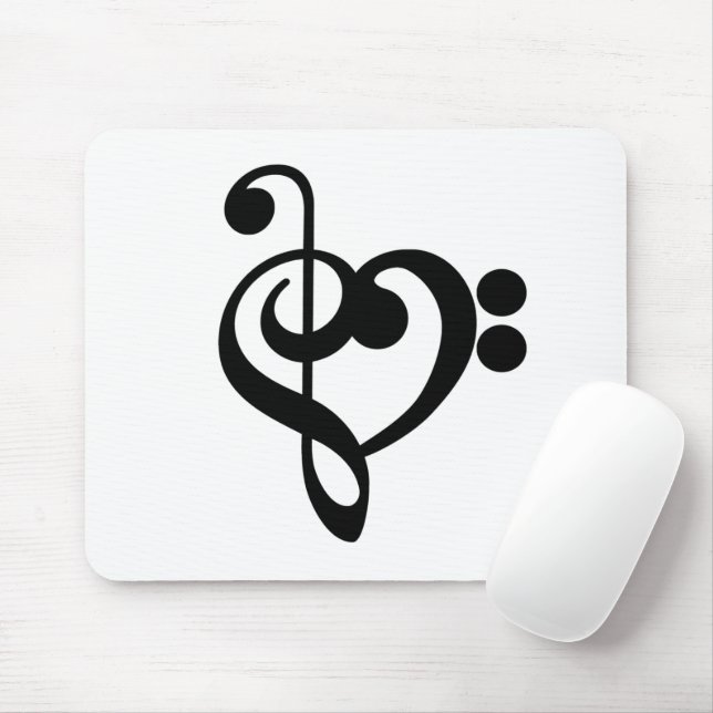 Musician Music Heart - Treble Bass Clef Mouse Mat (With Mouse)