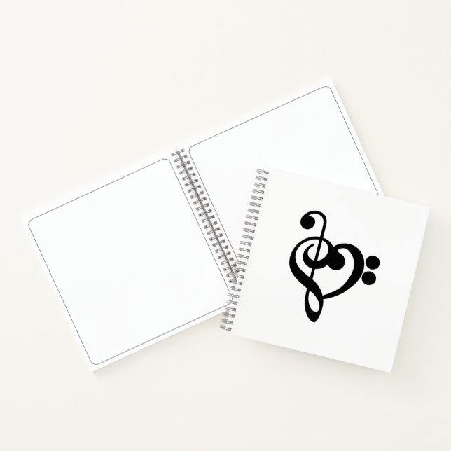 Musician Music Heart - Treble Bass Clef Notebook (Inside)