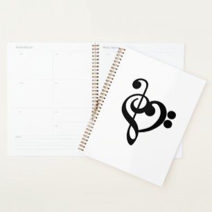 Musician Music Heart - Treble Bass Clef Planner