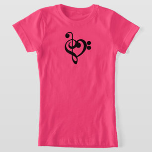 Musician Music Heart - Treble Bass Clef T-Shirt