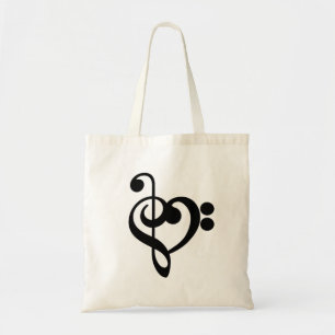 Musician Music Heart - Treble Bass Clef Tote Bag