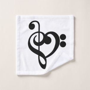Musician Music Heart - Treble Bass Clef Wash Cloth